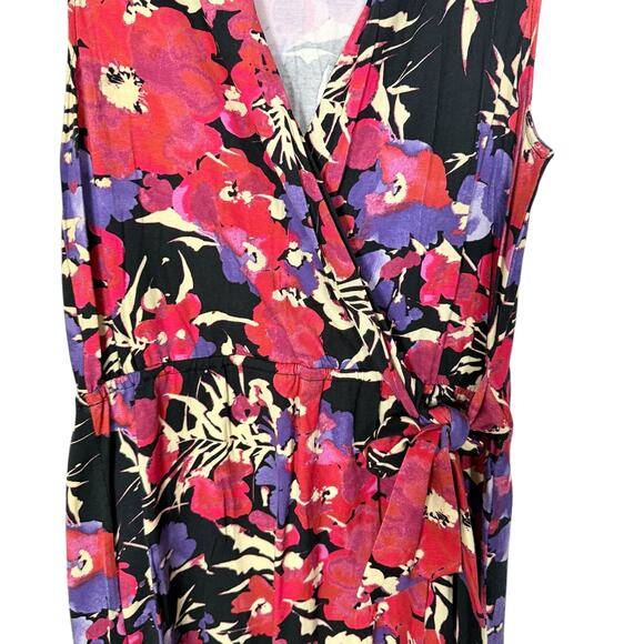 Anne Klein Floral Sleeveless Faux Wrap Dress V-Neck Midi Stretch Size Large NWOT - Picture 8 of 13